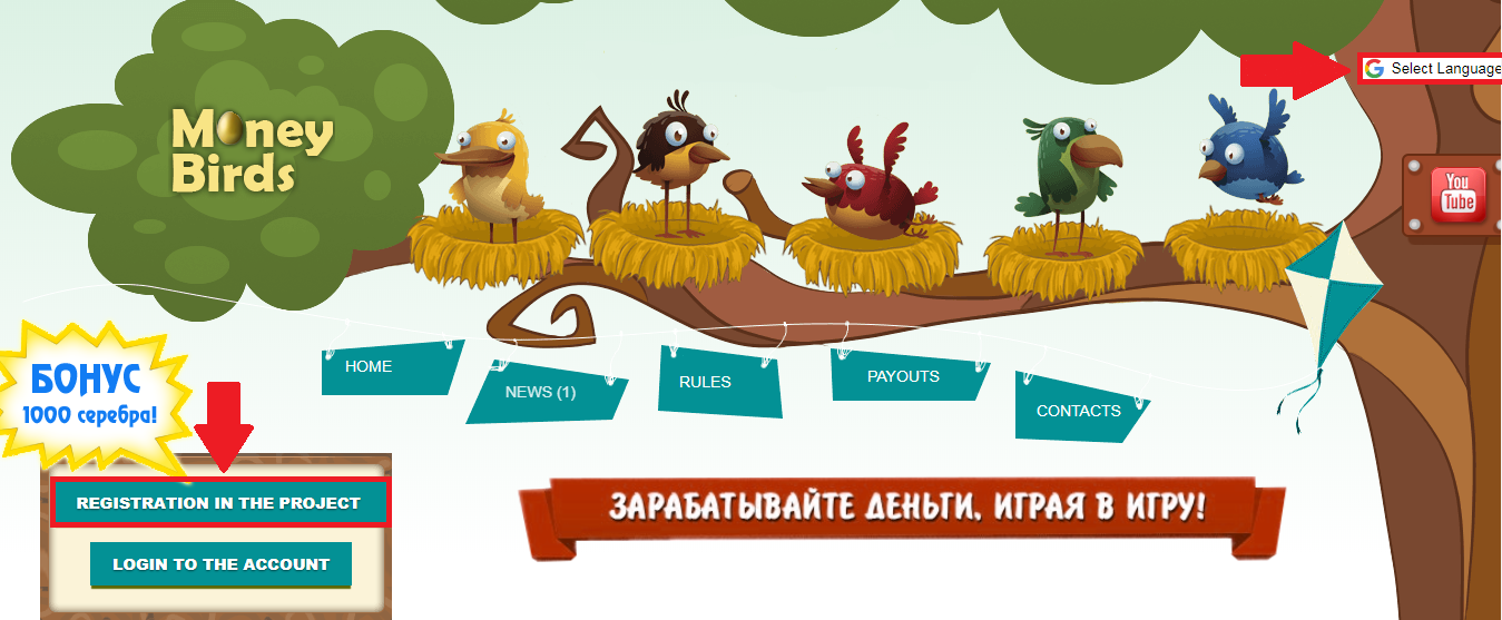 چگونگی ثبت‌نام در بازی Money Birds
